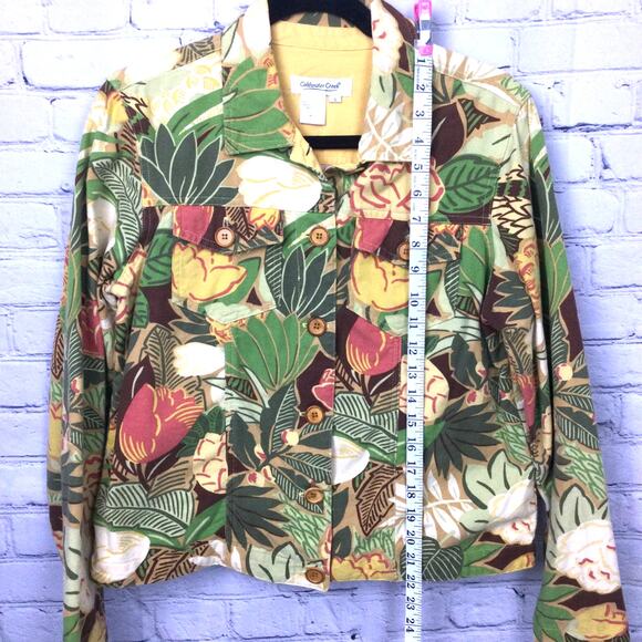 Coldwater Creek Cottagecore Floral Collared Nature Lightweight Cropped Jacket S - Picture 13 of 13